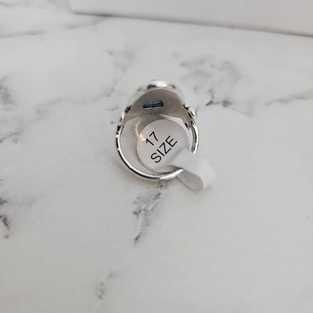 3pc Fashion Ring Set Silver Bow Blue Stone White Stone Country Girl Southwestern
